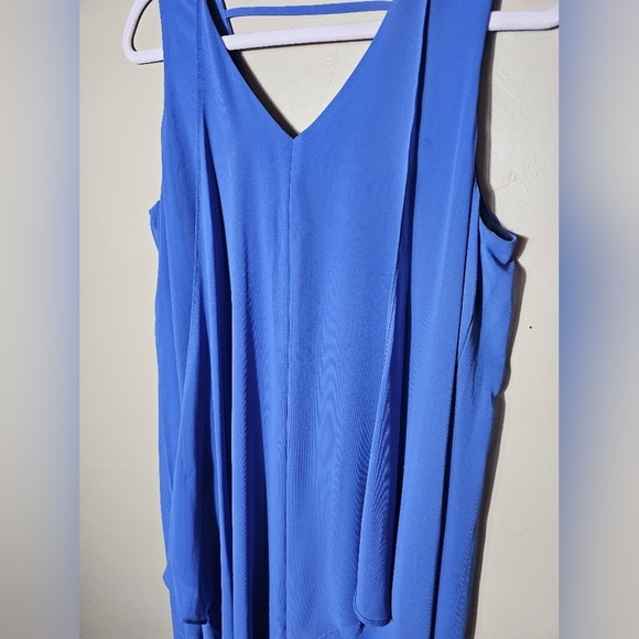 Chico's Blue Ruffle Midi Dress Women's Size 1 - Picture 2 of 10